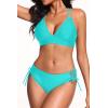 imageWomens Two Piece Bikini  Push Up Swimsuit Set V Neck Lace Up Bathing Suit 2025 SwimwearBlue Green