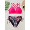 imageWomens Two Piece Bikini  Push Up Swimsuit Set V Neck Lace Up Bathing Suit 2025 SwimwearColorful Leopard