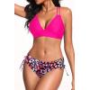 imageWomens Two Piece Bikini  Push Up Swimsuit Set V Neck Lace Up Bathing Suit 2025 SwimwearColorful Leopard