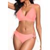 imageWomens Two Piece Bikini  Push Up Swimsuit Set V Neck Lace Up Bathing Suit 2025 SwimwearCoral Pink