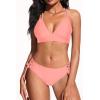 imageWomens Two Piece Bikini  Push Up Swimsuit Set V Neck Lace Up Bathing Suit 2025 SwimwearCoral Pink