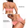 imageWomens Two Piece Bikini  Push Up Swimsuit Set V Neck Lace Up Bathing Suit 2025 SwimwearCoral Pink