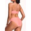 imageWomens Two Piece Bikini  Push Up Swimsuit Set V Neck Lace Up Bathing Suit 2025 SwimwearCoral Pink