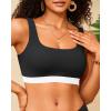 imageWomen Sport Bra Swimsuit Top  Swim Bra Bikini Top Only Scoop Neck Bathing Suit 2025 SwimwearBlack and White1