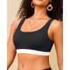 imageWomen Sport Bra Swimsuit Top  Swim Bra Bikini Top Only Scoop Neck Bathing Suit 2025 SwimwearBlack and White1