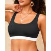 imageWomen Sport Bra Swimsuit Top  Swim Bra Bikini Top Only Scoop Neck Bathing Suit 2025 SwimwearBlack and White1