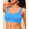 imageWomen Sport Bra Swimsuit Top  Swim Bra Bikini Top Only Scoop Neck Bathing Suit 2025 SwimwearBlue