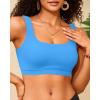 imageWomen Sport Bra Swimsuit Top  Swim Bra Bikini Top Only Scoop Neck Bathing Suit 2025 SwimwearBlue