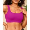 imageWomen Sport Bra Swimsuit Top  Swim Bra Bikini Top Only Scoop Neck Bathing Suit 2025 SwimwearPurple Pink
