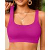 imageWomen Sport Bra Swimsuit Top  Swim Bra Bikini Top Only Scoop Neck Bathing Suit 2025 SwimwearPurple Pink