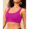 imageWomen Sport Bra Swimsuit Top  Swim Bra Bikini Top Only Scoop Neck Bathing Suit 2025 SwimwearPurple Pink