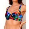 imageWomen Underwire Bikini Top  2025 Push Up Swimsuit Tops Padded Bra Bathing SuitColorful Blue Leaves