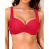 imageWomen Underwire Bikini Top  2025 Push Up Swimsuit Tops Padded Bra Bathing SuitSolid Red