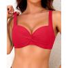 imageWomen Underwire Bikini Top  2025 Push Up Swimsuit Tops Padded Bra Bathing SuitSolid Red