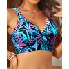 imageWomens Bikini Top  Supportive Swimsuit for Large Bust  2025 Cut Out Twist Swim TopBlack and Blue Leaves
