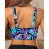 imageWomens Bikini Top  Supportive Swimsuit for Large Bust  2025 Cut Out Twist Swim TopBlack and Blue Leaves