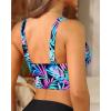 imageWomens Bikini Top  Supportive Swimsuit for Large Bust  2025 Cut Out Twist Swim TopBlack and Blue Leaves