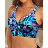 imageWomens Bikini Top  Supportive Swimsuit for Large Bust  2025 Cut Out Twist Swim TopBlack and Blue Leaves