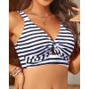 imageWomens Bikini Top  Supportive Swimsuit for Large Bust  2025 Cut Out Twist Swim TopStripe