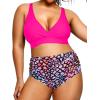 imageYonique Womens Plus Size Bikini High Waisted Swimsuits Two Piece Bathing Suits Tummy Control SwimwearColorful Leopard
