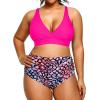 imageYonique Womens Plus Size Bikini High Waisted Swimsuits Two Piece Bathing Suits Tummy Control SwimwearColorful Leopard