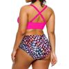 imageYonique Womens Plus Size Bikini High Waisted Swimsuits Two Piece Bathing Suits Tummy Control SwimwearColorful Leopard