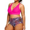 imageYonique Womens Plus Size Bikini High Waisted Swimsuits Two Piece Bathing Suits Tummy Control SwimwearColorful Leopard