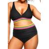 imageYonique Womens Plus Size Bikini High Waisted Swimsuits Two Piece Bathing Suits Tummy Control SwimwearRainbow Webbing