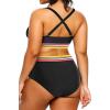 imageYonique Womens Plus Size Bikini High Waisted Swimsuits Two Piece Bathing Suits Tummy Control SwimwearRainbow Webbing