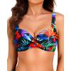imageWomen Underwire Bikini Top  2025 Push Up Swimsuit Tops Padded Bra Bathing SuitColorful Blue Leaves