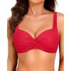 imageWomen Underwire Bikini Top  2025 Push Up Swimsuit Tops Padded Bra Bathing SuitSolid Red