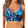 imageWomens Bikini Top  Supportive Swimsuit for Large Bust  2025 Cut Out Twist Swim TopBlack and Blue Leaves