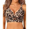 imageWomens Bikini Top  Supportive Swimsuit for Large Bust  2025 Cut Out Twist Swim TopLeopard