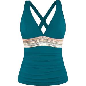 imageTankini Tops for Women Tummy Control Swim Top Only No Bottom 2025Not Suitable for Large BustsTeal
