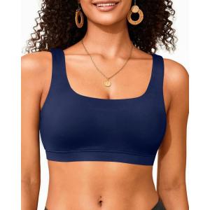 imageWomen Sport Bra Swimsuit Top  Swim Bra Bikini Top Only Scoop Neck Bathing Suit 2025 SwimwearNavy Blue