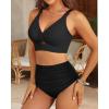 imageWomen High Waisted Bikini Sets  Two Piece Tummy Control Swimsuits Cut Out Twist Bathing Suits 2025 SwimwearBlack