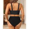 imageWomen High Waisted Bikini Sets  Two Piece Tummy Control Swimsuits Cut Out Twist Bathing Suits 2025 SwimwearBlack