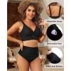imageWomen High Waisted Bikini Sets  Two Piece Tummy Control Swimsuits Cut Out Twist Bathing Suits 2025 SwimwearBlack