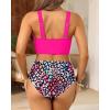 imageWomen High Waisted Bikini Sets  Two Piece Tummy Control Swimsuits Cut Out Twist Bathing Suits 2025 SwimwearPink Colorful Leopard
