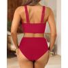 imageWomen High Waisted Bikini Sets  Two Piece Tummy Control Swimsuits Cut Out Twist Bathing Suits 2025 SwimwearRed