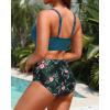 imageWomen High Waisted Bikini Sets  Two Piece Tummy Control Swimsuits Cut Out Twist Bathing Suits 2025 SwimwearTeal and Floral