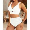 imageWomen High Waisted Bikini Sets  Two Piece Tummy Control Swimsuits Cut Out Twist Bathing Suits 2025 SwimwearWhite