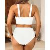 imageWomen High Waisted Bikini Sets  Two Piece Tummy Control Swimsuits Cut Out Twist Bathing Suits 2025 SwimwearWhite