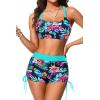 imageYonique 3 Piece Womens Tankini Swimsuits with Shorts Athletic Bathing Suits Tank Tops with Bra and BoyshortsAqua Colorful Floral