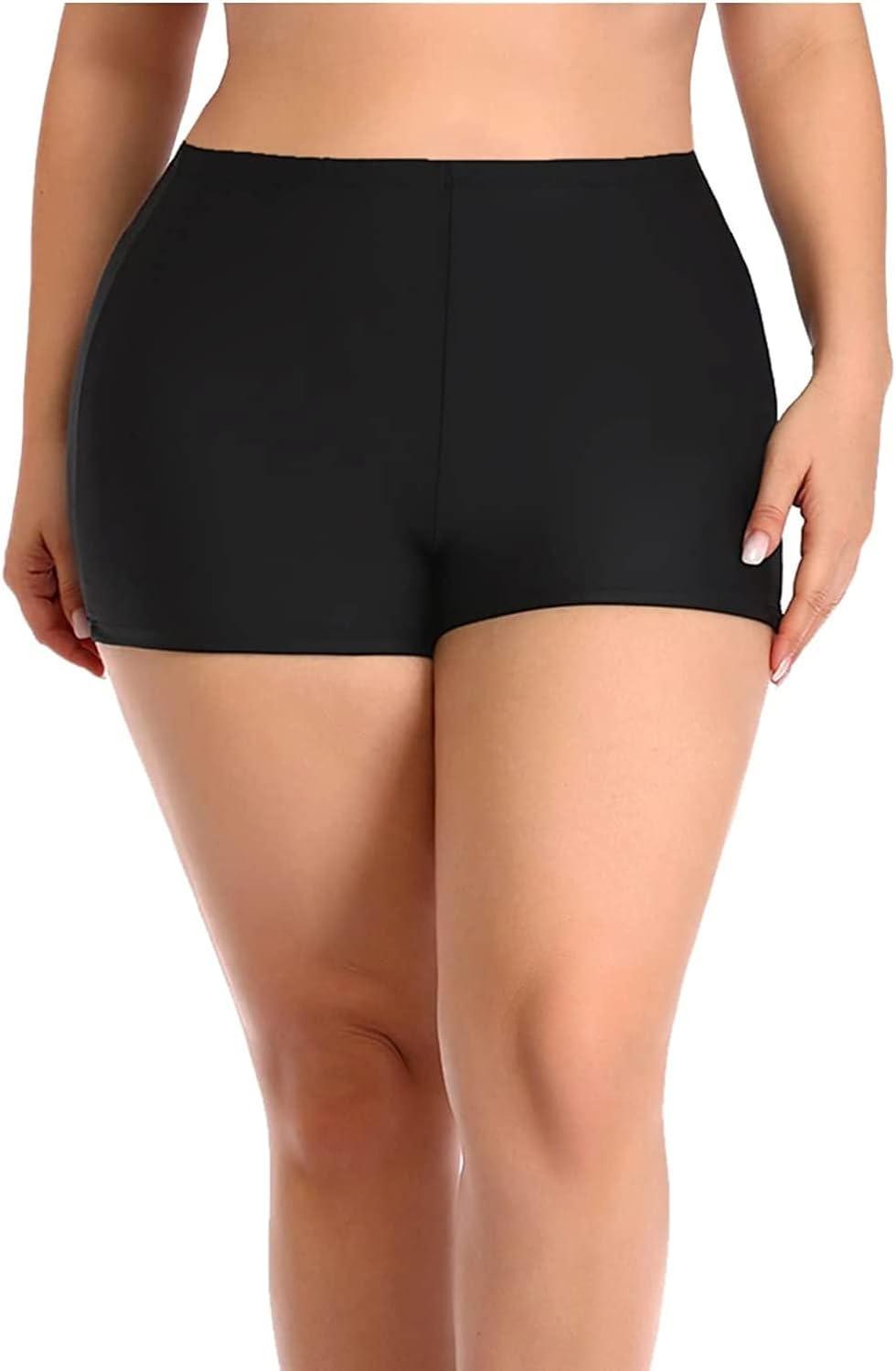 imageYonique Plus Size Tankini Swimsuits for Women Blouson Tankini Tops with Swim Shorts Two Piece Bathing SuitsLeopard