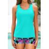 imageYonique 3 Piece Tankini Swimsuits for Women Bathing Suits with Boy Shorts and Swim Tank Top Bra Modest SwimwearAqua Colorful Floral