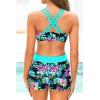 imageYonique 3 Piece Tankini Swimsuits for Women Bathing Suits with Boy Shorts and Swim Tank Top Bra Modest SwimwearAqua Colorful Floral