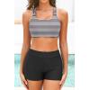 imageYonique 3 Piece Tankini Swimsuits for Women Bathing Suits with Boy Shorts and Swim Tank Top Bra Modest SwimwearArmy Green