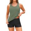 imageYonique 3 Piece Tankini Swimsuits for Women Bathing Suits with Boy Shorts and Swim Tank Top Bra Modest SwimwearArmy Green