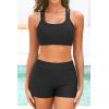 imageYonique 3 Piece Tankini Swimsuits for Women Bathing Suits with Boy Shorts and Swim Tank Top Bra Modest SwimwearBlack 02